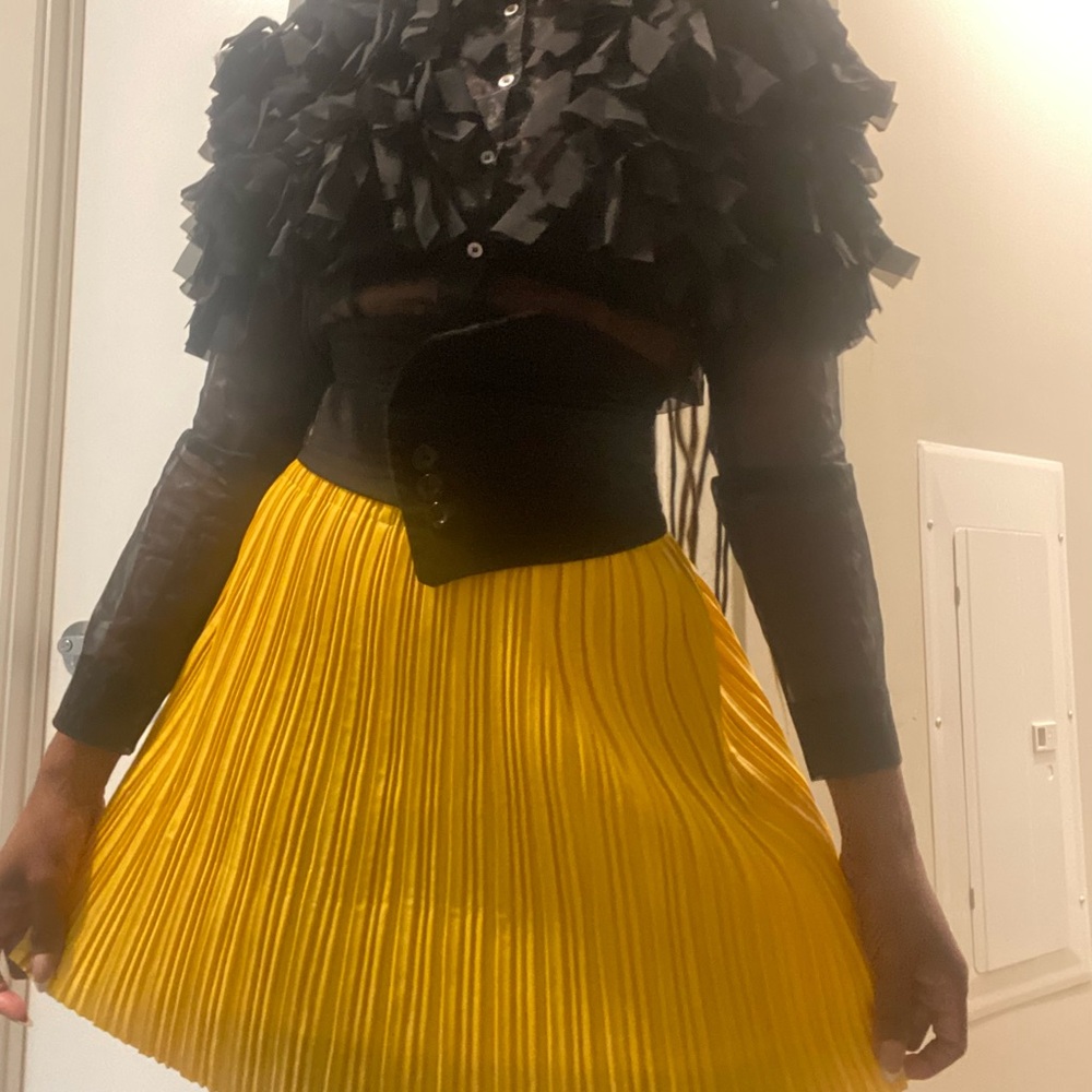 Yellow Pleated Skirt